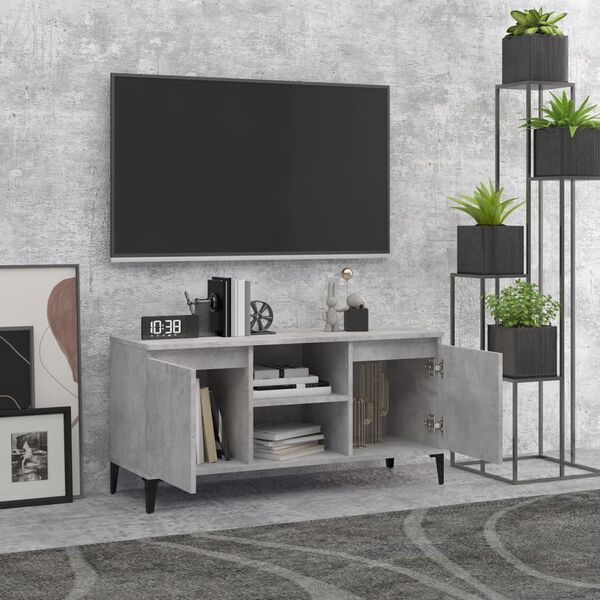 vidaXL Mobile TV con Gambe in Metallo Grigio Cemento 103,5x35x50 cm