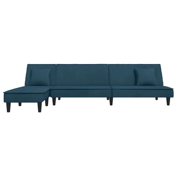 vidaXL Divano Letto a L Nero 255x140x70 cm in Velluto