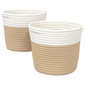 vidaXL Cestini Portaoggetti 2pz Beige e Bianco &Oslash;24x18 cm in Cotone