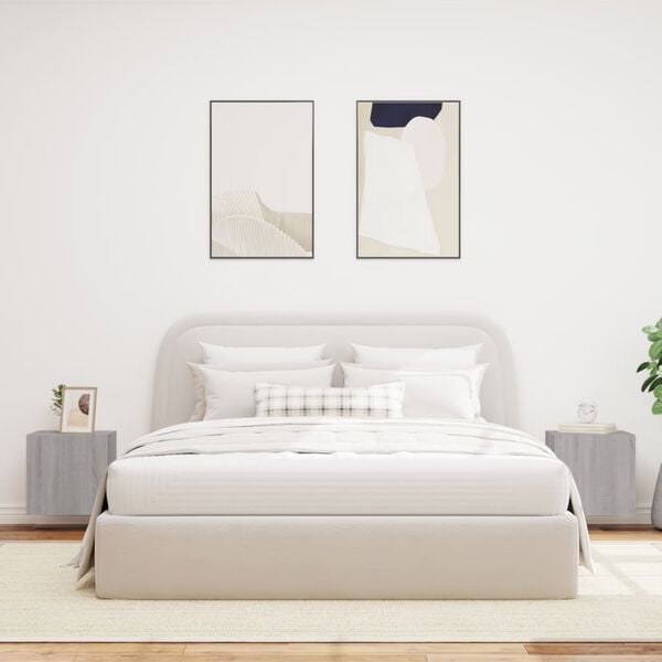 vidaXL Mobili TV a Parete con Luci LED 2pz Grigio Sonoma 40,5x35x40 cm