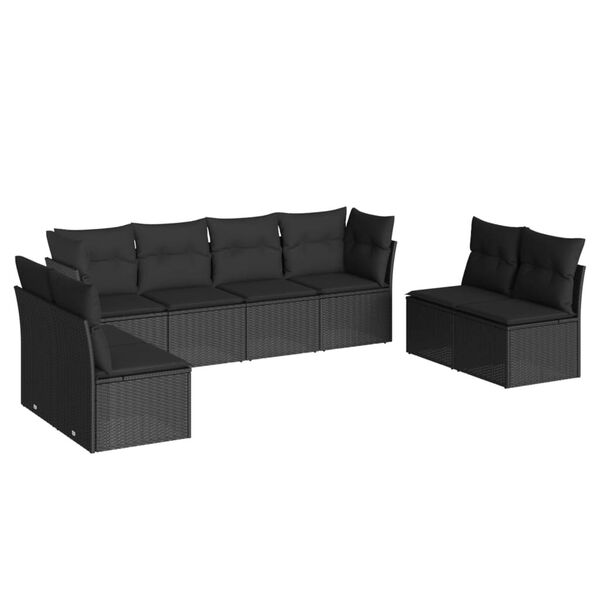 vidaXL Set Divani da Giardino con Cuscini 8 pz Nero in Polyrattan
