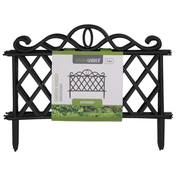 ProGarden Recinzione Decorativa da Giardino 5 pz in PP Nero 48x34 cm