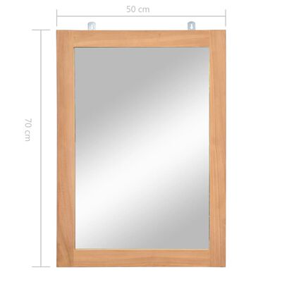 vidaXL Specchio da Parete in Legno Massello di Teak 50x70 cm
