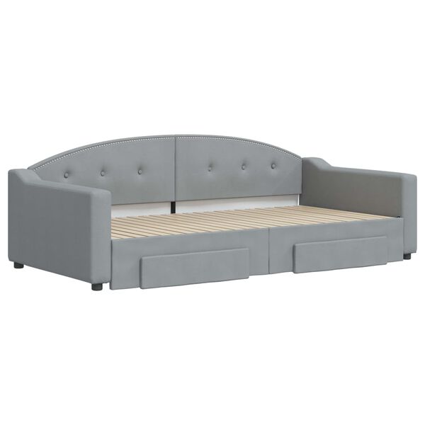 vidaXL Divano Letto Estraibile Cassetti Grigio Chiaro 100x200 Tessuto