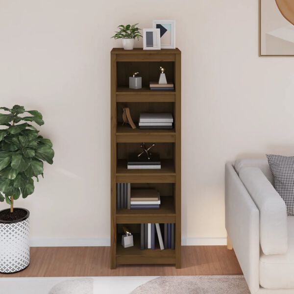 vidaXL Libreria Marrone Ambra 50x35x154 cm in Legno Massello di Pino