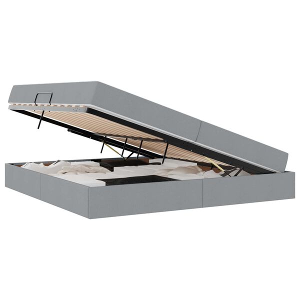 vidaXL Letto con contenitore e materasso Grigio chiaro 200 x 200 cm