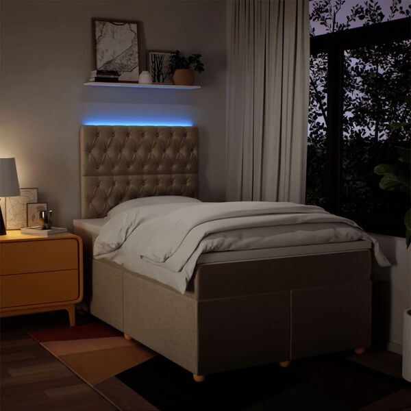 vidaXL Giroletto a Molle con Materasso Crema 120x190 cm in Tessuto