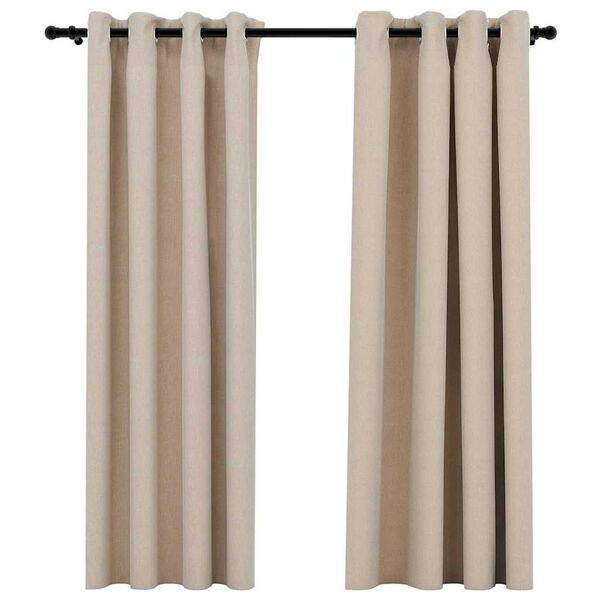 vidaXL Tende Oscuranti Effetto Lino con Occhielli 2 pz Beige 140x175cm