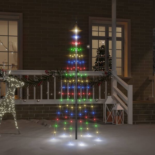 vidaXL Albero di Natale Pennone Colorato 108 LED 180 cm