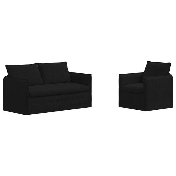 vidaXL Divano 2 pcs Nero 196 x 82 x 85 cm Tessuto
