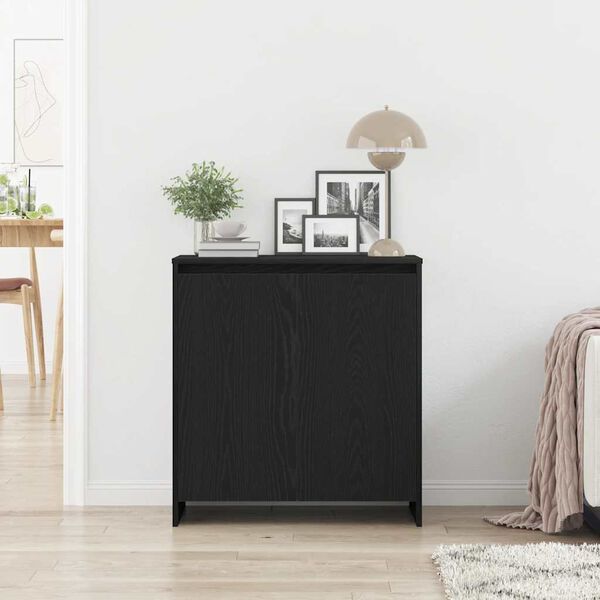 vidaXL Credenza Rovere Nero 70x41x75 cm Legno Massello di Acacia