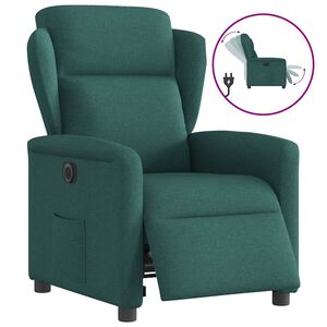 vidaXL Poltrona Elettrica Reclinabile Verde Scuro in Tessuto