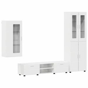 vidaXL Set mobile TV con porta FLORIN Bianco Lucido Legno multistrato