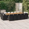 vidaXL Set Pranzo da Giardino 15 pz con Cuscini in Polyrattan Nero