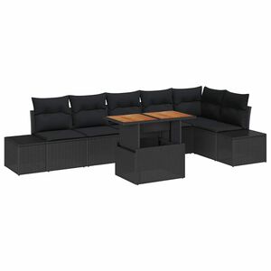 vidaXL Set Divano da Giardino con archiviazione 7 pcs Nero Poly Rattan
