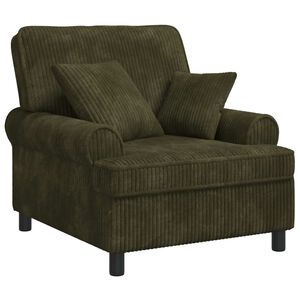 vidaXL Poltrona XL con Cuscini Verde Tessuto a 1,5 linee