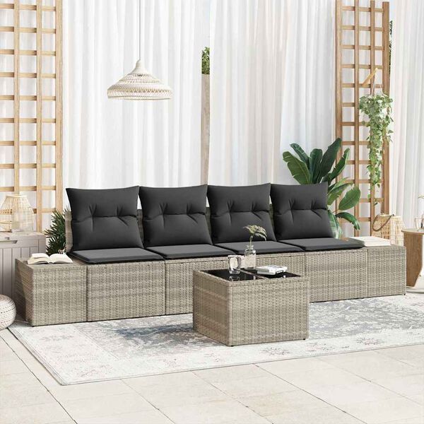 vidaXL Set Divano da Giardino 5 pcs Grigio chiaro e grigio scuro