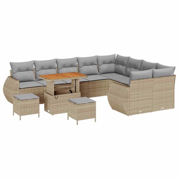 vidaXL Set Divano da Giardino 12 pcs Beige polyrattan