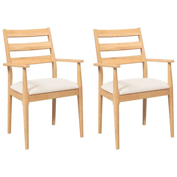 vidaXL Sedie da Pranzo con Cuscini 2 pz in Legno Massello di Hevea