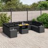 vidaXL Set Divani da Giardino 11 pz con Cuscini in Polyrattan Nero