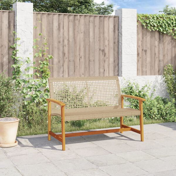 vidaXL Panca da Giardino Beige 112 cm in Polyrattan e Legno di Acacia