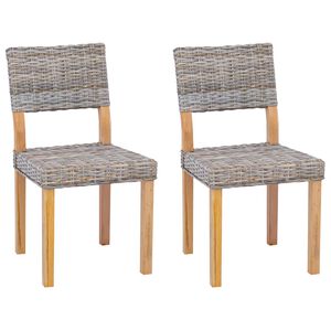vidaXL Sedia da pranzo 2 pcs Grigio Kubu 46 x 55 x 84 cm Rattan Kubu