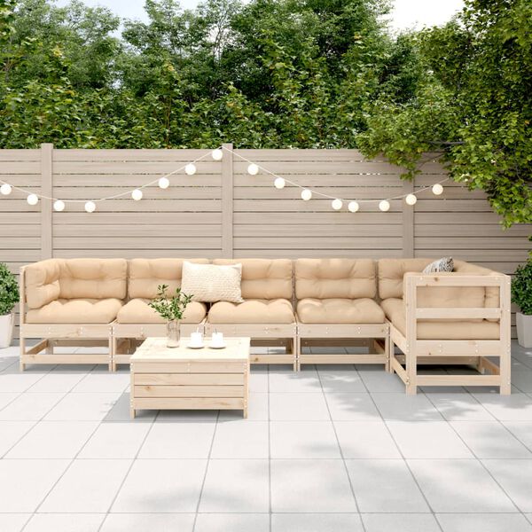 vidaXL Set Divani da Giardino 7 pz in Legno Massello di Pino