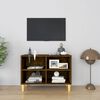 vidaXL Mobile TV con Gambe in Legno Massello Rovere Fumo 69,5x30x50 cm