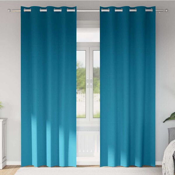 vidaXL Tende Blackout con Anelli 2 pcs Turchese 260 x 140 cm