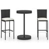 vidaXL Set Bar da Giardino 3 pz con Cuscini Polyrattan Nero