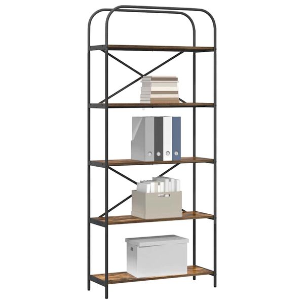 vidaXL Libreria Rovere fum&eacute; 80 x 30 x 183 cm Legno multistrato