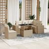 vidaXL Set Divano da Giardino 6 pz con Cuscini Beige in Polyrattan