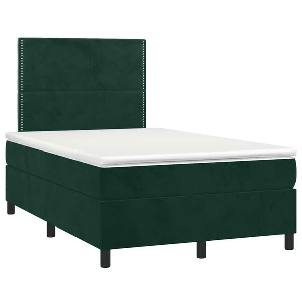 vidaXL Letto a Molle con Materasso e LED Verde Scuro 120x190cm Velluto
