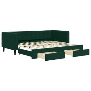 vidaXL Divano Letto Estraibile Cassetti Verde Scuro 90x200cm Velluto