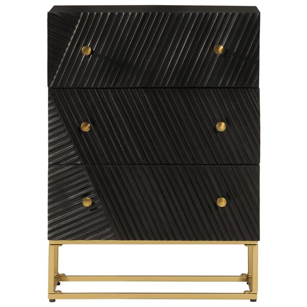 vidaXL Cassettiera Nera 55x30x76 cm in Legno Massello di Mango e Ferro