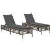 vidaXL Lettini Prendisole 2 pz con Cuscini Grigio in Polyrattan