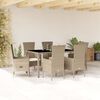 vidaXL Set da Pranzo da Giardino 7 pz con Cuscini Beige in Polyrattan