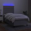 vidaXL Letto a Molle Materasso e LED Grigio Chiaro 90x200 cm Tessuto