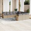 vidaXL Set Divano da Giardino 11 pz con Cuscini Beige Misto Polyrattan