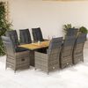vidaXL Set da Pranzo da Giardino 9 pz con Cuscini in Polyrattan Grigio