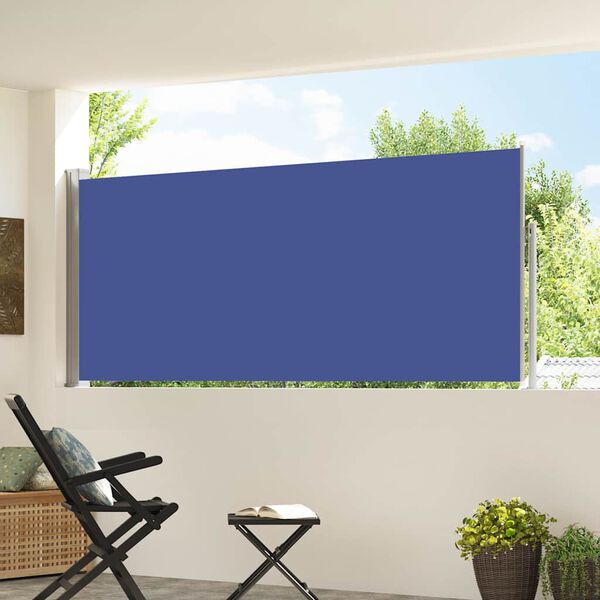 vidaXL Tenda da Sole Laterale Retrattile 120 x 300 cm Blu