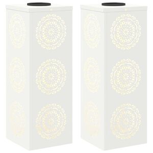 vidaXL Faro LED solare per sentieri 2 pz Bianco caldo 18 x 18 x 50 cm