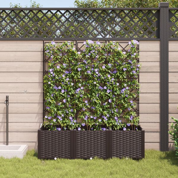 vidaXL Vaso da giardino 3 pcs Marrone 120 x 40 x 143 cm Acciaio