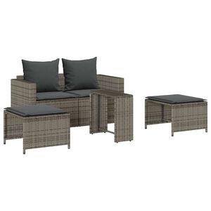 vidaXL Set Divano da Giardino 5 pz con Cuscini Grigio in Polyrattan