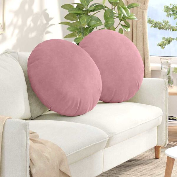 vidaXL Cuscini per Seduta 2 pcs Rosa &Oslash; 40 x 13 cm Velluto