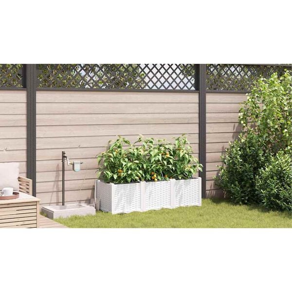 vidaXL Vaso da giardino 3 pcs Bianco Plastica