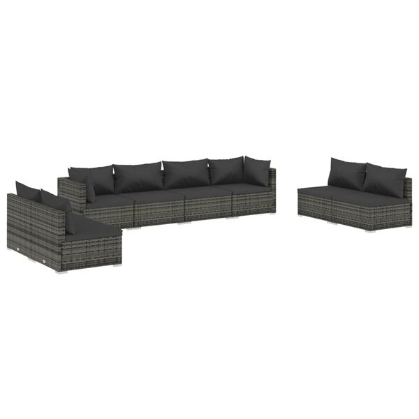 vidaXL Set Divani da Giardino con Cuscini 8 pz in Polyrattan Grigio
