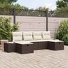 vidaXL Set Divano da Giardino con cuscino 6 pcs Marrone polyrattan