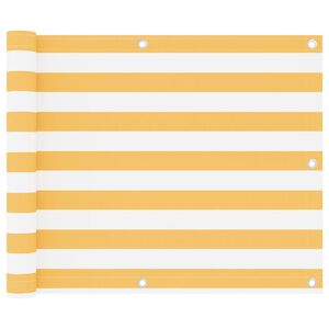 vidaXL Paravento da Balcone Bianco e Giallo 75x300 cm Tessuto Oxford