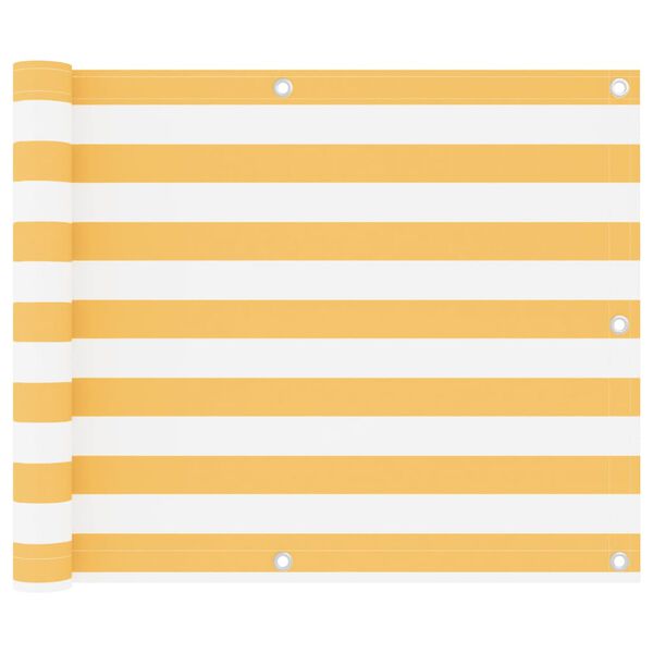 vidaXL Paravento da Balcone Bianco e Giallo 75x300 cm Tessuto Oxford